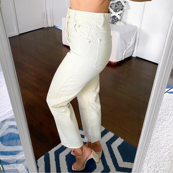 🍈 ZARA CITRON HIGH WAIST STRAIGHG LEG ANKLE LENGTH DENIM JEANS! - Picture 3 of 16